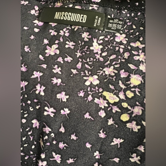 missguided slit dress ( floral, multicolored purple black ) size 4 - Picture 9 of 9